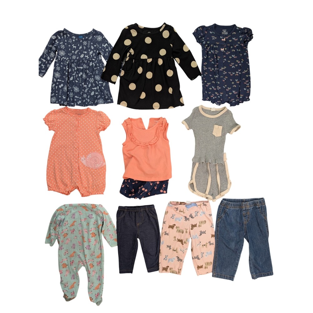 Baby Girl Clothing Lot 13pc Carters Old Navy Wonder Nation 6-12M/12M